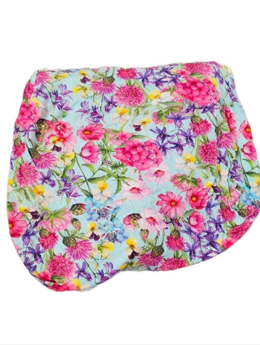 Posh Peanut Floral Fitted Crib Sheet - Pink, Purple, Yellow on Light Blue